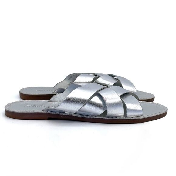 Madewell The Boardwalk Woven Slide Sandal Metallic Silver Leather Women’s Size 7 - Picture 6 of 16